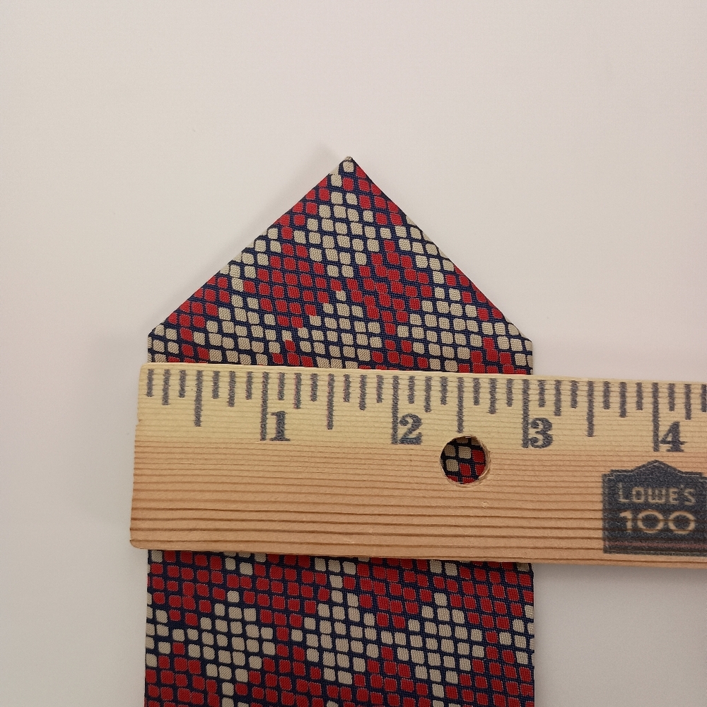 Unbranded‎ Mens Tie 100% Thai Silk Checkered Red Grey Knitted Look - Picture 8 of 8